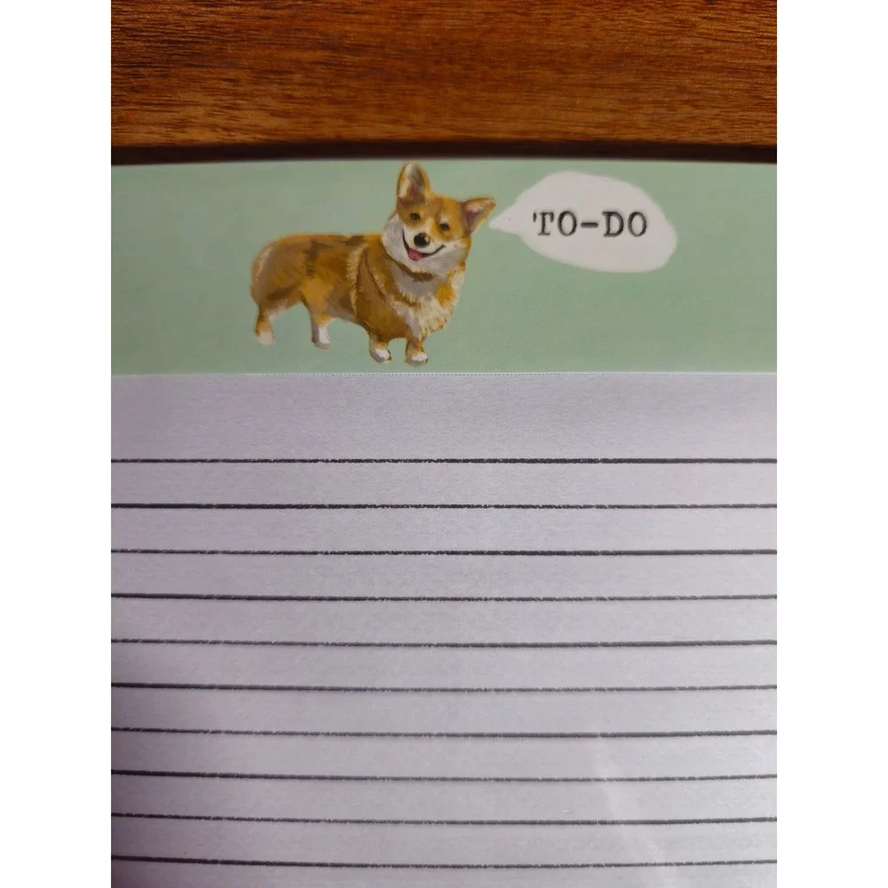 Molly & Rex Corgi To-Do List Notepad 80 Sheets Lined Mint Green Dog 36641 NEW